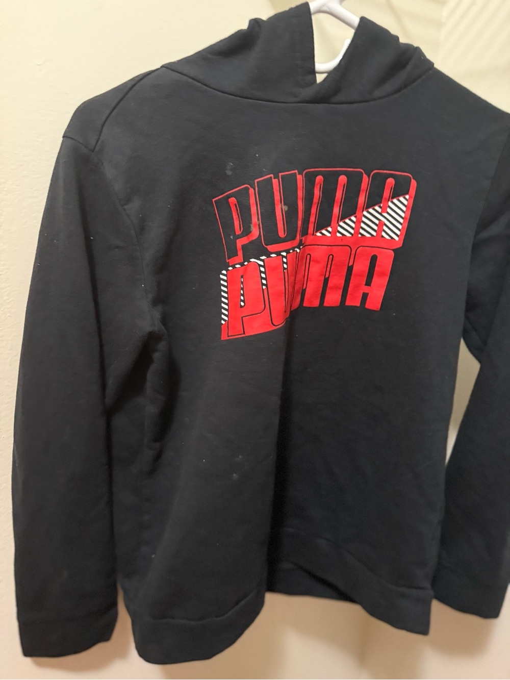 Puma Black Hoodie with Red Logo Print